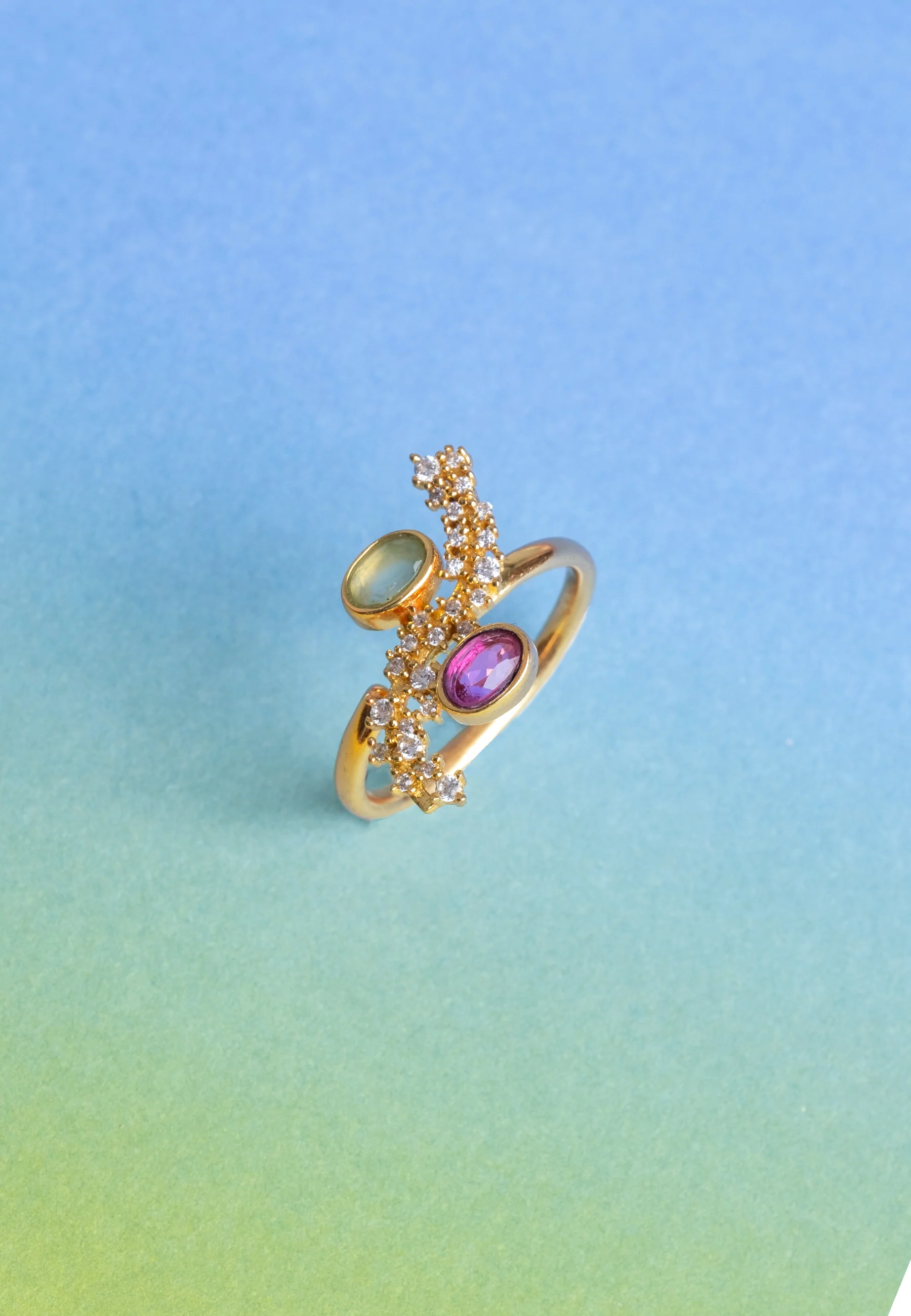 Anillo Cassara Aguamarina y Fucsia - Image 3