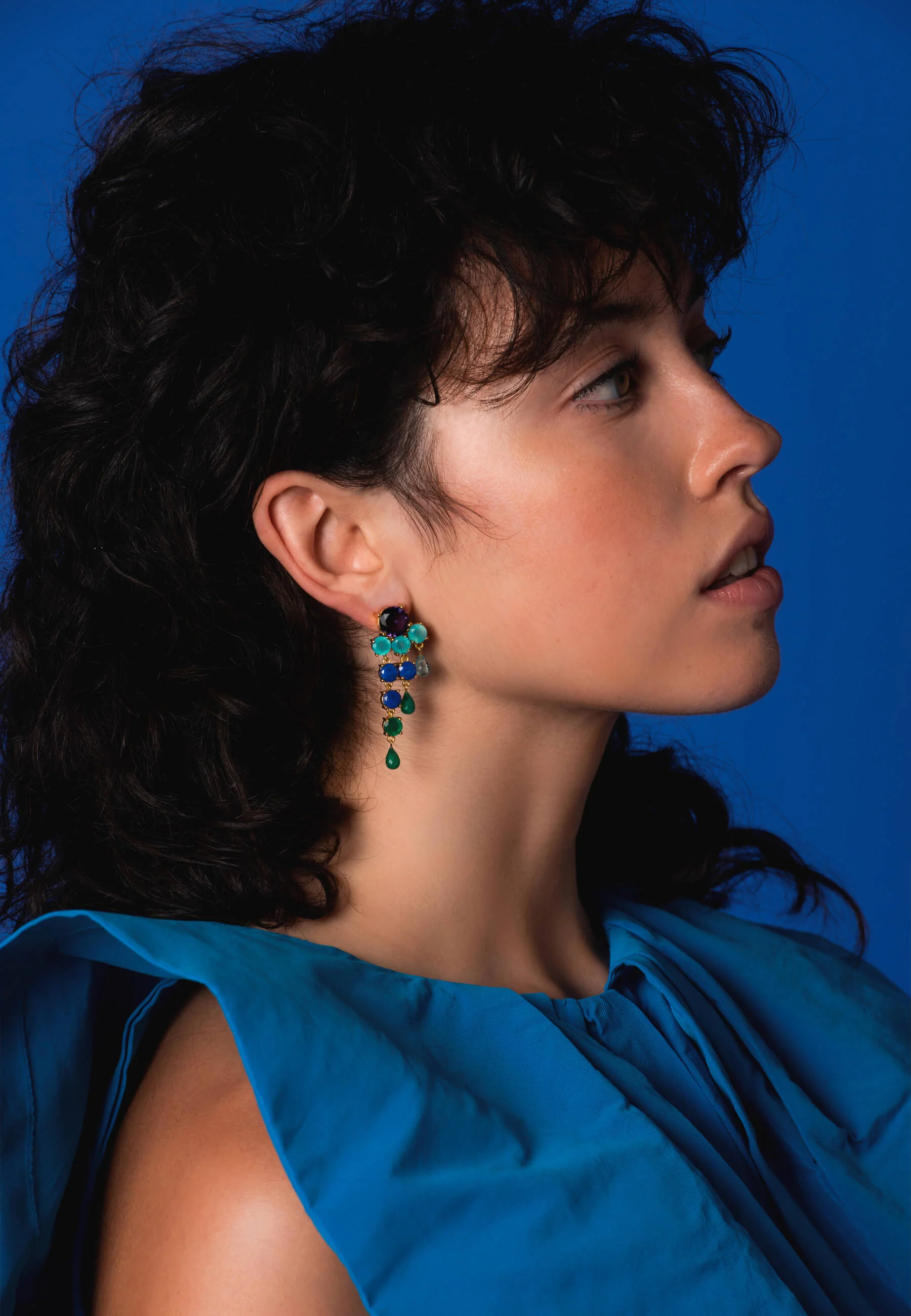 Pendientes Adoration Azul eléctrico y Verde - Image 3