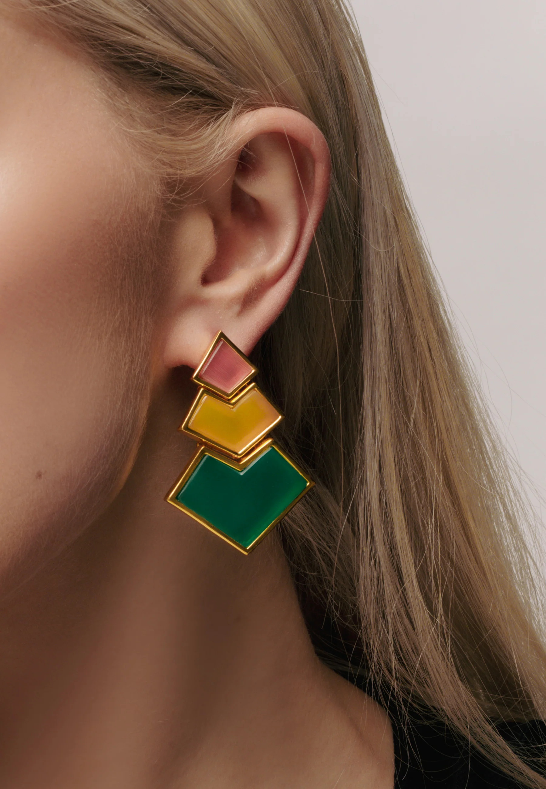 Pendientes Nefertiti Naranja, Amarillo, Verde - Image 3