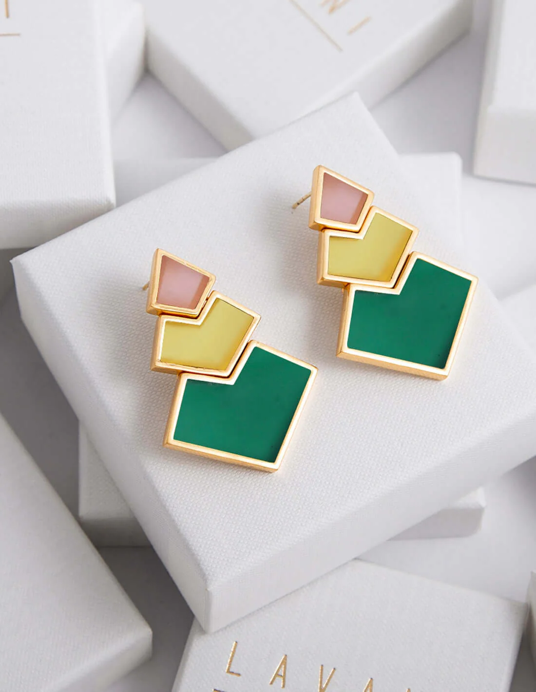 Pendientes Nefertiti Naranja, Amarillo, Verde - Image 5