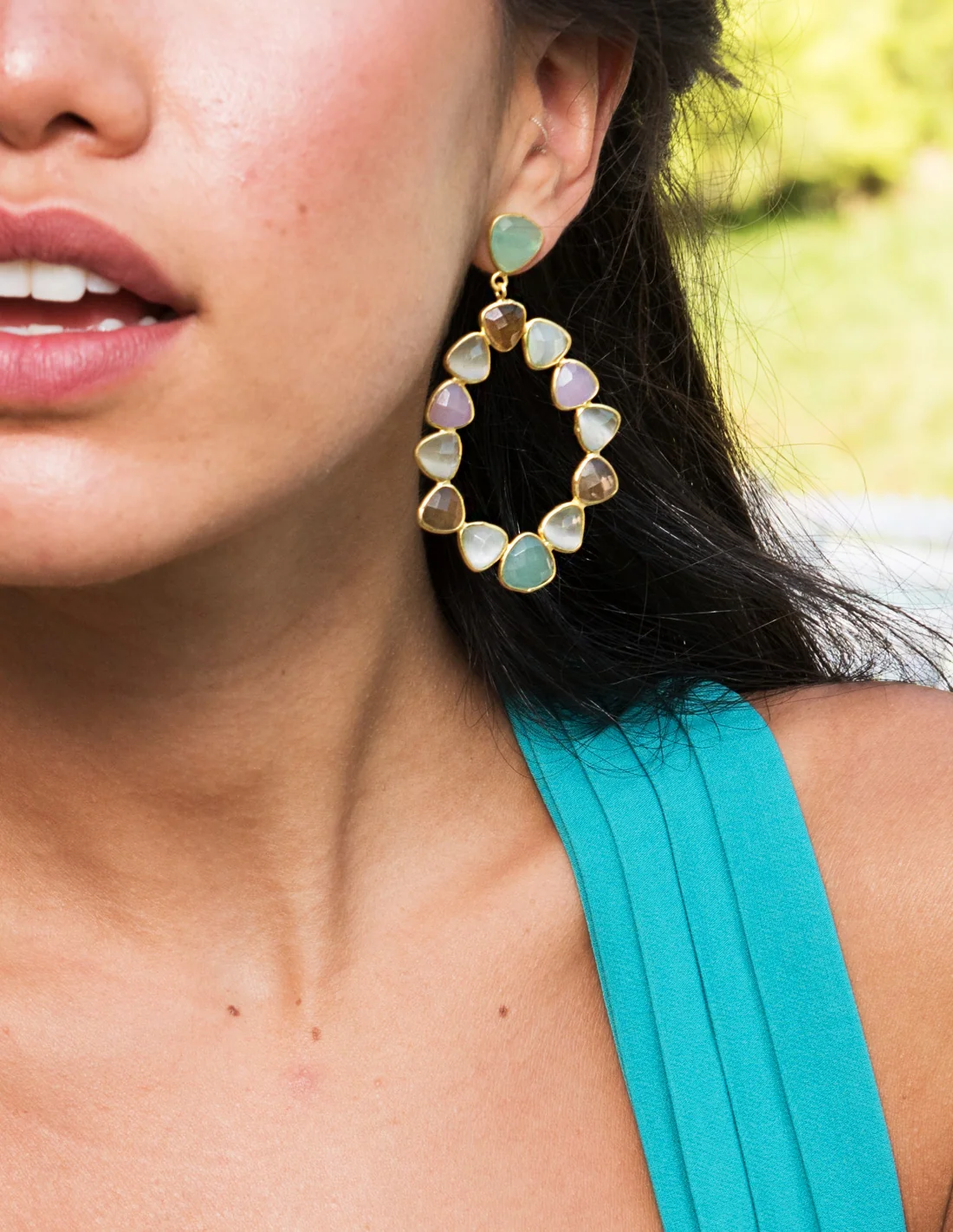 Pendientes Palmira Rosa, blanco - Image 3
