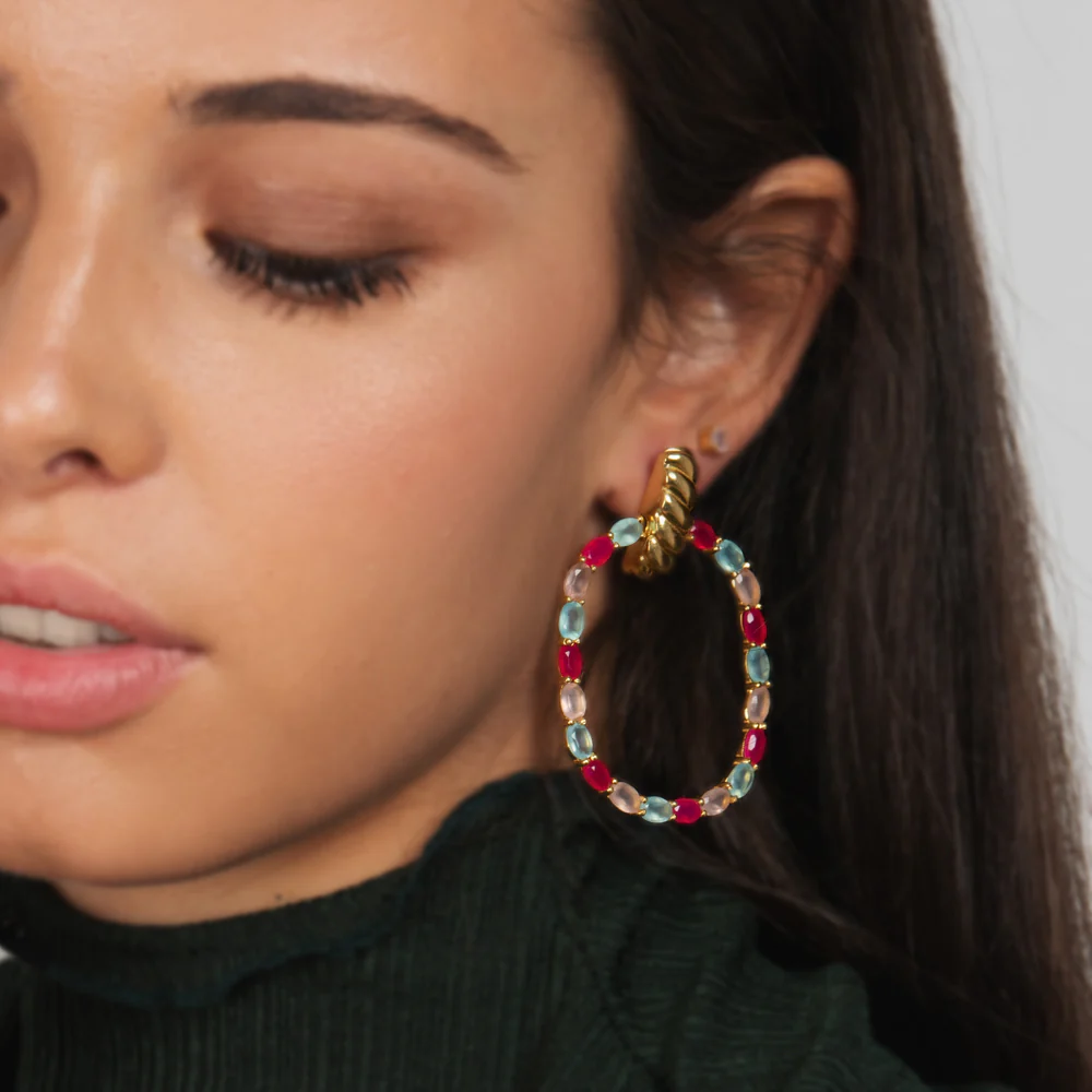Pendientes Twiggy Buganvilla y Verde agua - Image 4